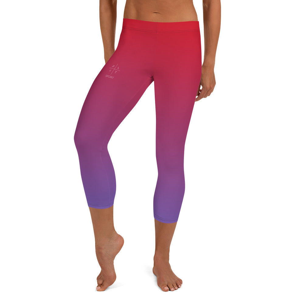 Magenta Aurora FLAKOUT Sport Women's Capri Leggings - FLAKOUT