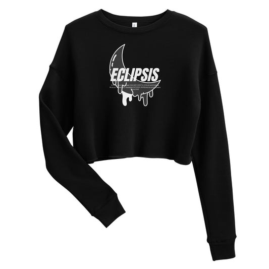 Lunar Eclipsis Women's Crop Sweatshirt - Black - FLAKOUT