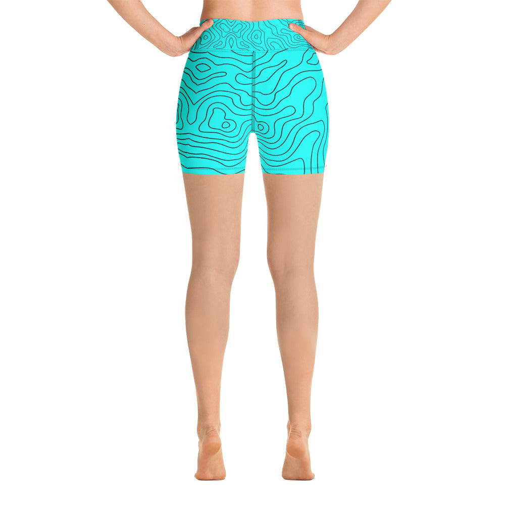 Blue Abyss Women's Yoga Shorts - FLAKOUT